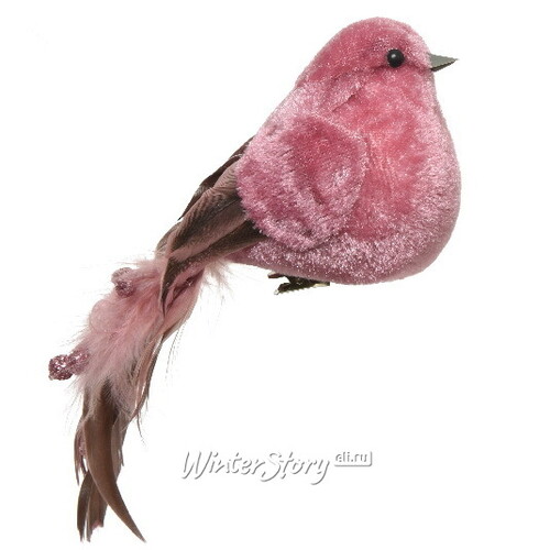Елочная игрушка Птичка Вивиана - Краски Валенсии 16 см розовая, клипса Kaemingk