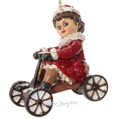 Елочная игрушка Девочка Мари на велосипеде 9.5 см, подвеска ShiShi