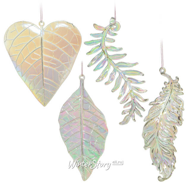 Набор елочных игрушек Crystal Leaf 11-14 см, 4 шт, подвеска Kaemingk (Кейминг)