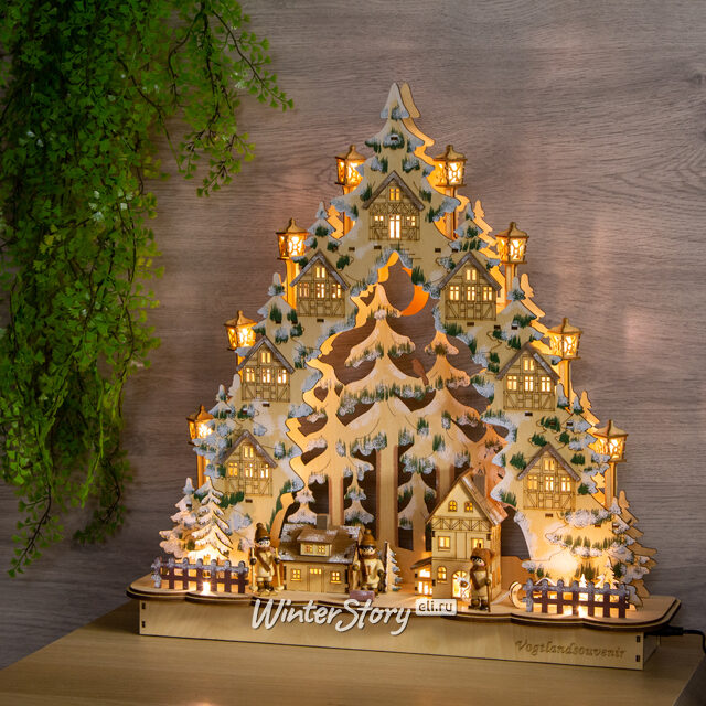 Светильник горка Праздничный Мон-Тремблан 49*48 см, батарейки/адаптер Sigro