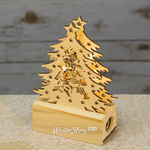 Светящаяся композиция Праздничная елочка со Снеговиком 13*11 см, батарейки Sigro