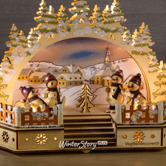 Светильник-горка с мостом Снеговички на каникулах 30*20 см, адаптер Sigro (Сигро)