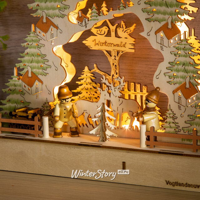 Светильник-горка Зимний Лес 33*27 см, батарейка/адаптер Sigro