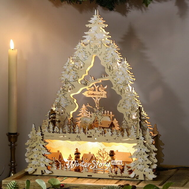 Светильник-горка Снежные Истории 40*32 см, батарейка/адаптер Sigro
