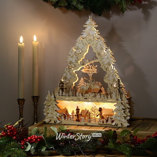 Светильник-горка Снежные Истории 40*32 см, батарейка/адаптер Sigro