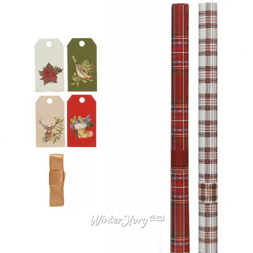 Набор для упаковки подарков Scotland Holiday, 7 предметов Kaemingk