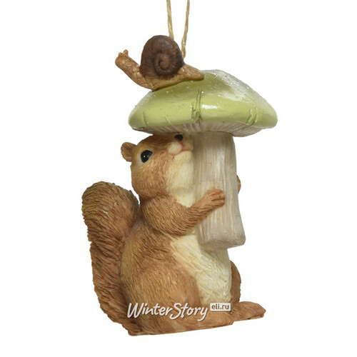 Елочная игрушка Белочка Сьюзи с грибочком и улиткой 12 см, подвеска Kaemingk
