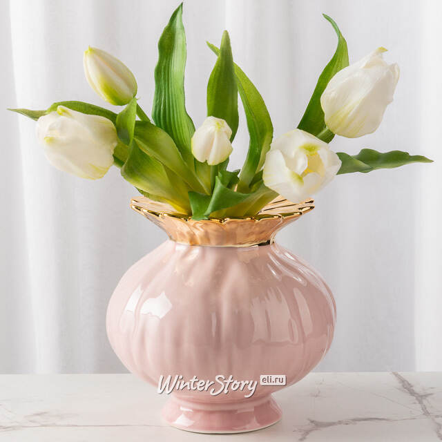 Фарфоровая ваза Мелограно 16 см розовая Kaemingk (Кейминг)