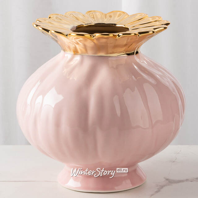 Фарфоровая ваза Мелограно 16 см розовая Kaemingk (Кейминг)