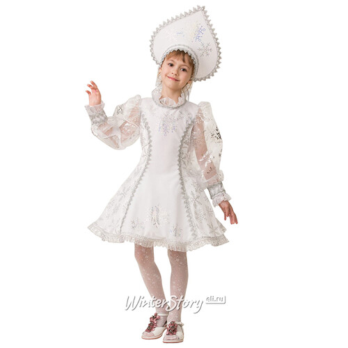 Карнавальный костюм Снегурочка Велюровая белый, рост 146 см Батик