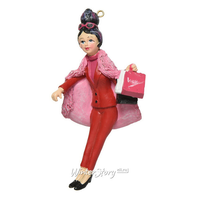 Елочная игрушка Леди Барнелла - Pellicce Rosa 13 см, подвеска Kaemingk (Кейминг)