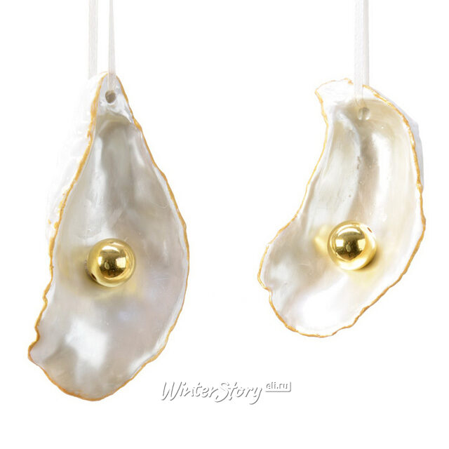 Набор елочных игрушек Ракушки - Golden Pearl 13 см, 2 шт, подвеска Kaemingk (Кейминг)