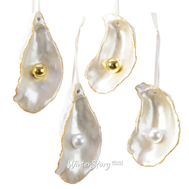 Набор елочных игрушек Ракушки - Golden Pearl 13 см, 2 шт, подвеска Kaemingk (Кейминг)