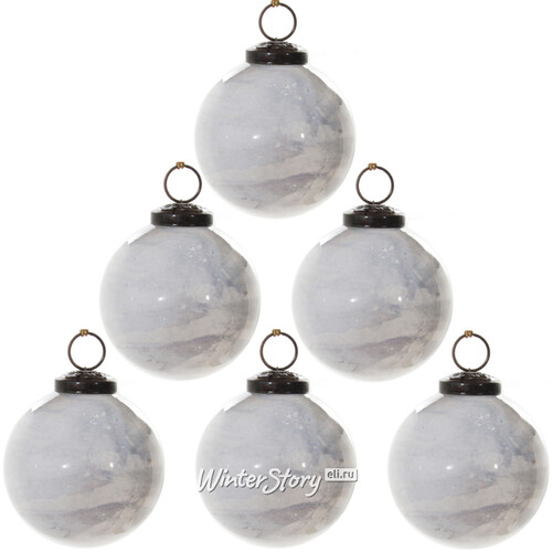 Набор винтажных шаров Танцующее Облако 10 см, 6 шт, стекло ShiShi