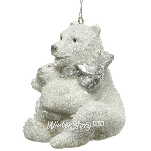 Елочная игрушка Медвежонок Генри с мамой - Bear Love 8 см, подвеска Kaemingk