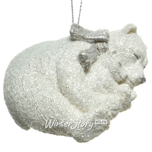 Елочная игрушка Медвежонок Уоллис с мамой - Bear Love 8 см, подвеска Kaemingk