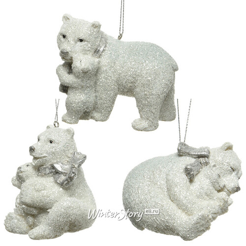 Елочная игрушка Медвежонок Уоллис с мамой - Bear Love 8 см, подвеска Kaemingk