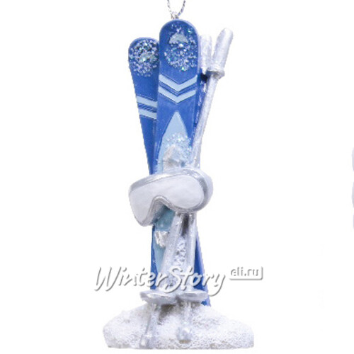 Елочная игрушка Лыжи спортсмена - Зимние игры 10 см, подвеска Kaemingk