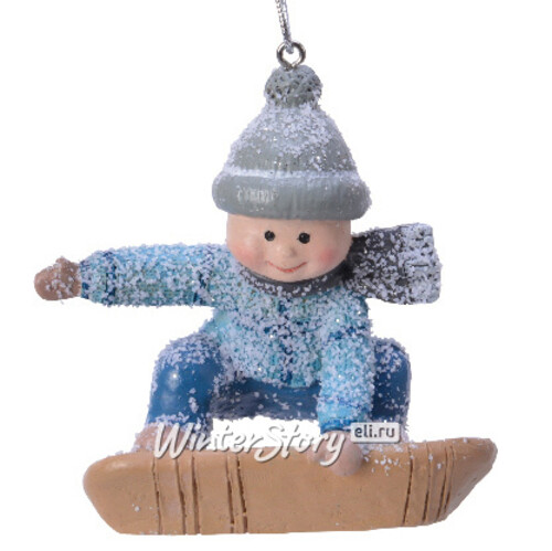 Елочная игрушка Мальчик Уилл на сноуборде - Каникулы в Валуаре 9 см, подвеска Kaemingk