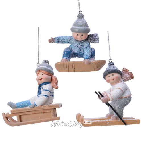 Елочная игрушка Девочка Николь на санках - Каникулы в Валуаре 9 см, подвеска Kaemingk