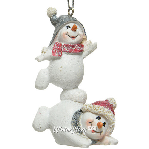 Елочная игрушка Снеговики Мартин и Тони - Рождество в Сноумен Таун 7 см, подвеска Kaemingk