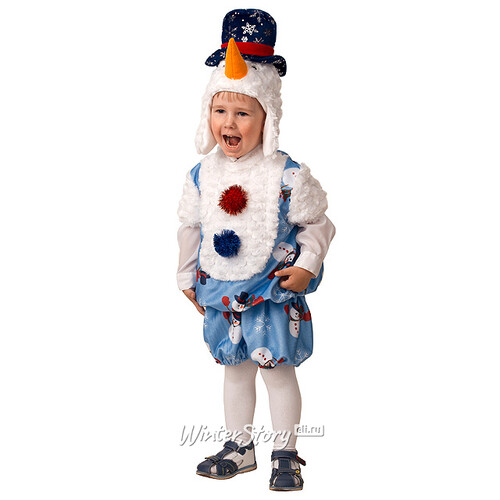 Карнавальный костюм Снеговичок Снежник, рост 110 см Батик