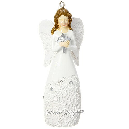 Елочная игрушка Ангел в Кружевах со Звездой 11 см, подвеска Kaemingk