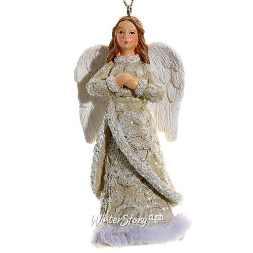 Елочная игрушка "Зимний ангел в кружевной шубке 1", 9 см Kaemingk