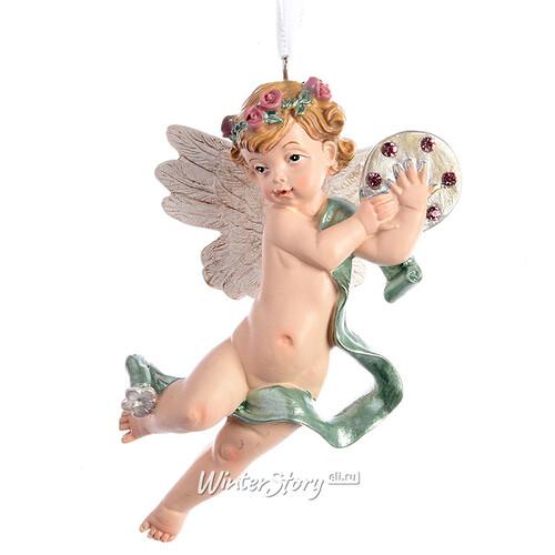 Елочная игрушка Ангел с Бубном 11 см, подвеска Kaemingk