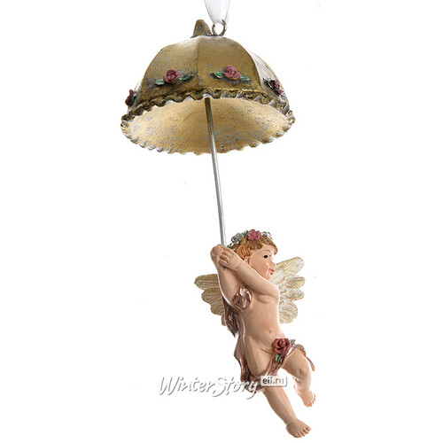 Елочная игрушка Ангел с Зонтиком 13 см, подвеска Kaemingk