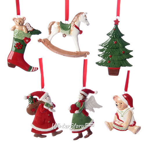 Набор елочных игрушек Рождественский Сюрприз 6 шт, подвеска Kaemingk