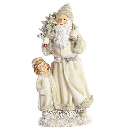 Статуэтка Дед Мороз и Малыш, девочка 21 см Kaemingk