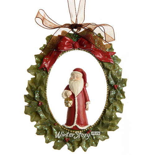 Елочная игрушка Рождественский Медальон - Санта 9 см, подвеска Kaemingk
