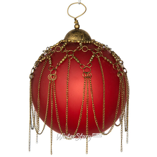 Винтажный елочный шар Шах Султан 7.5 см рубиновый, стекло ShiShi