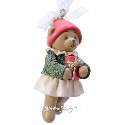 Елочная игрушка Мишка в красной шапочке - Девочка 7 см, подвеска Kaemingk