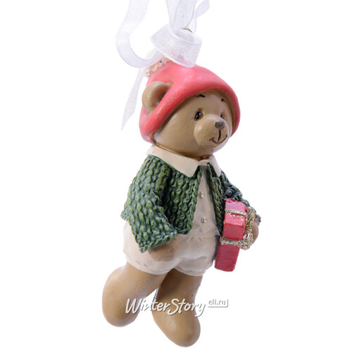 Елочная игрушка Мишка в красной шапочке - Мальчик 7 см, подвеска Kaemingk