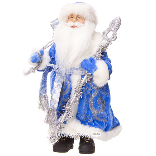 Дед Мороз в голубом кафтане с посохом 40 см Eggl