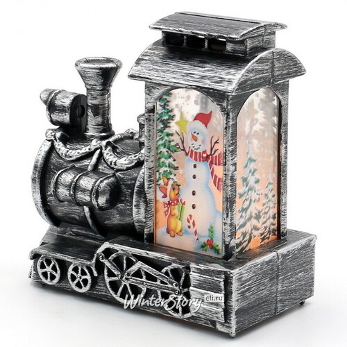 Новогодний светильник La Clusaz Train 13 см серебряный на батарейках Sigro