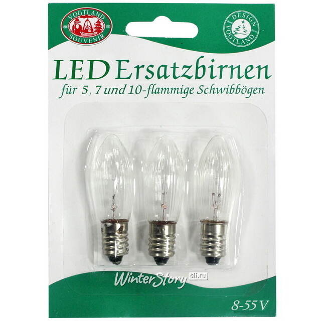 Лампочки для рождественской горки с цоколем Е10, 8-55 В, 3 шт Sigro