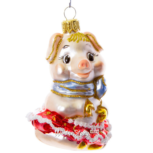 Стеклянная елочная игрушка Свинка Мартина, подвеска Irena Co