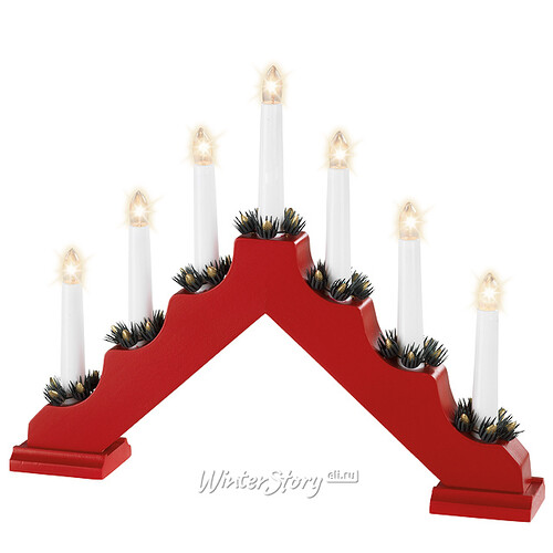 Светильник-горка Кристиан 40*30 см красный, 7 электрических свечей Kaemingk