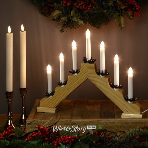 Светильник-горка Кристиан 40*30 см светлое дерево, 7 электрических свечей Kaemingk
