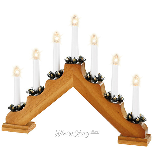 Светильник-горка Кристиан 40*30 см светлый орех, 7 электрических свечей Kaemingk