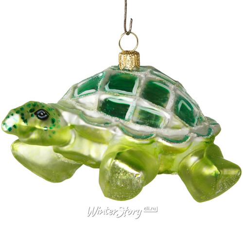 Стеклянная елочная игрушка Черепаха Боннита Грин 10 см, подвеска GMC z.o.o.