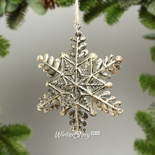 Елочная игрушка Снежинка Golden Snowflake 10 см, подвеска Breitner