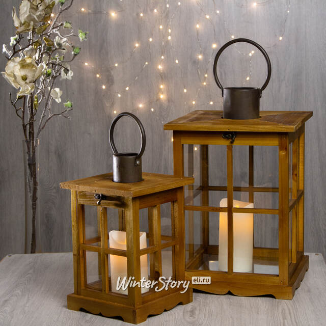 Набор деревянных подсвечников фонарей Бирмингем 42 и 30 см Kaemingk