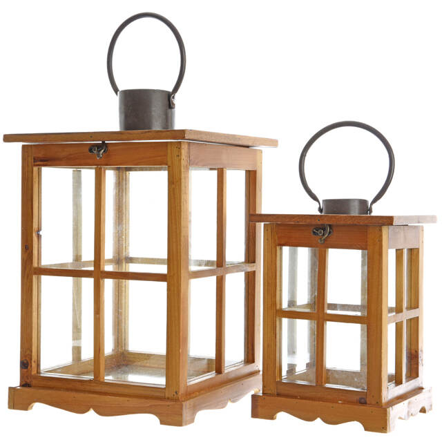 Набор деревянных подсвечников фонарей Бирмингем 42 и 30 см Kaemingk