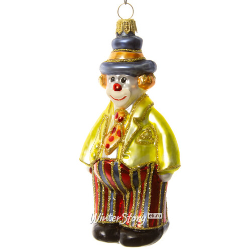 Стеклянная елочная игрушка Клоун в галстуке 11 см, подвеска Irena Co