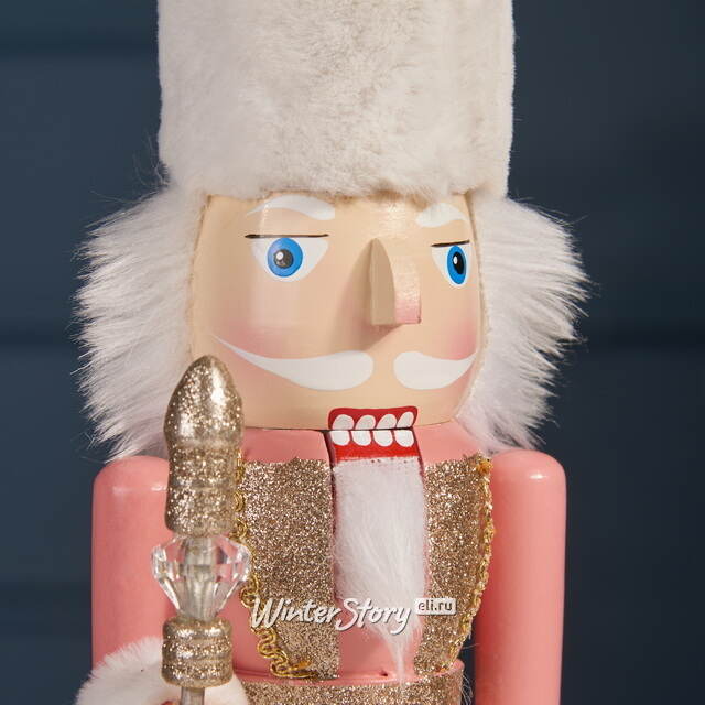 Новогодняя фигура Бравый Щелкунчик в розовом камзоле 38 см Kaemingk (Кейминг)