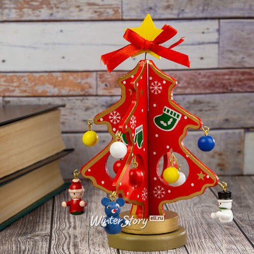 Сувенирная елка с игрушками Датский Сюрприз 16 см красная Breitner